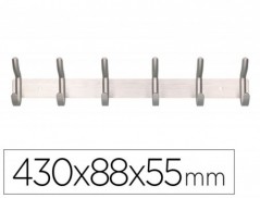 CABIDE LIDERPAPEL PAREDE METALICO 6 SUPORTES COR PRATA MATE