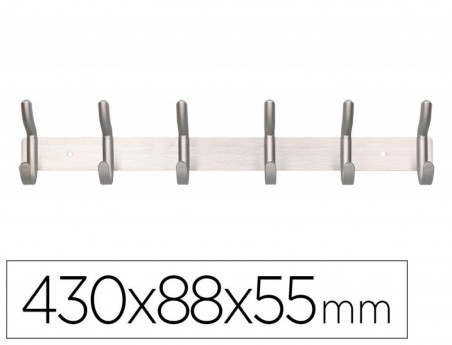 CABIDE LIDERPAPEL PAREDE METALICO 6 SUPORTES COR PRATA MATE