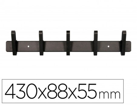 CABIDE LIDERPAPEL PAREDE METALICO 5 SUPORTES COR PRETA 430X8