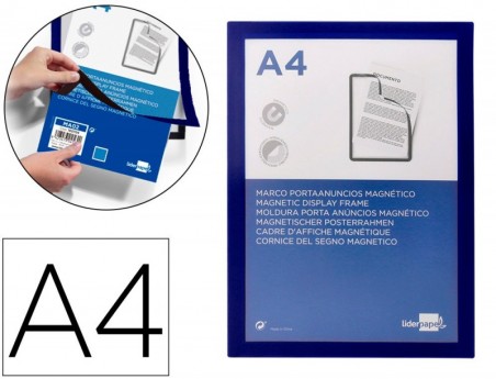 MOLDURA PORTA ANUNCIOS LIDERPAPEL MAGNETICA DIN A4 SUPORTE A