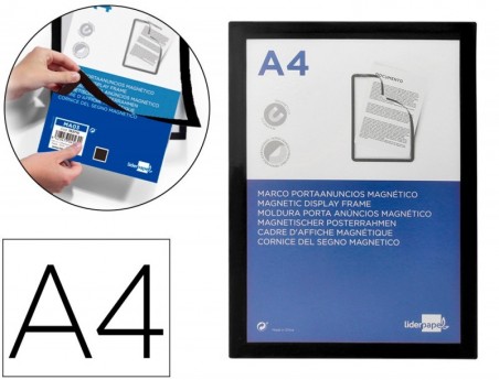 MOLDURA PORTA ANUNCIOS LIDERPAPEL MAGNETICA DIN A4 SUPORTE A
