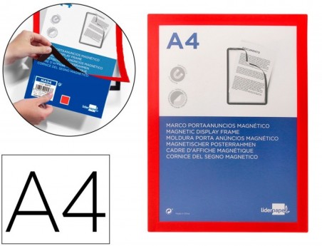 MOLDURA PORTA ANUNCIOS LIDERPAPEL MAGNETICA DIN A4 SUPORTE A