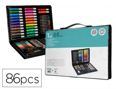 SET DE PINTURA LIDERPAPEL PLASTICO 86 PECAS 34X23X3,2 CM