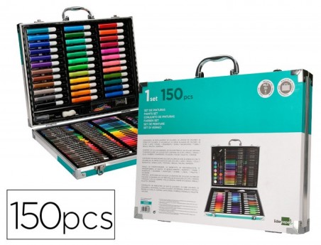 SET DE PINTURA LIDERPAPEL ALUMINIO 150 PECAS MALA 37,8X29,7X