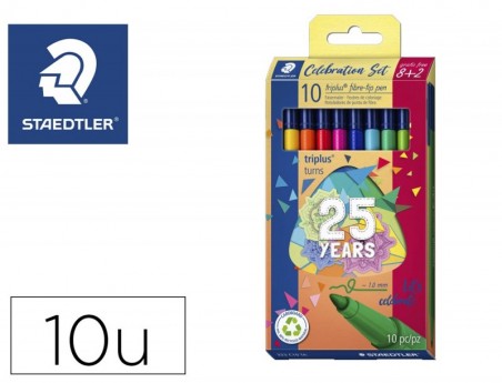 ROTULADOR STAEDTLER TRIPLUS HAPPY ESTUCHE DE 10 UNIDADES COL