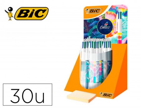 BOLIGRAFO BIC CUATRO COLORES DECORADOS PUNTA DE 1 MM EXPOSIT