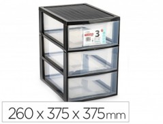 CAJONERA PLASTIFORTE EBRO 3 CAJONES COLOR NEGRO 260X375X375