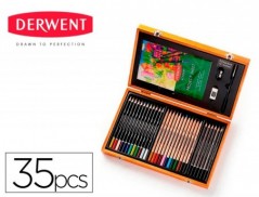 ESTOJO DE PINTURA DERWENT ACADEMY MADEIRA LAPIS DE CORES 35