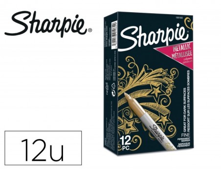 12un MARCADOR SHARPIE PERMANENTE FINO METALLIC OURO
