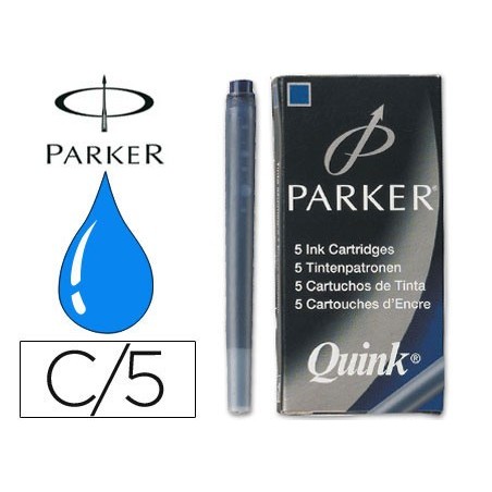 TINTA PARKER QUINK AZUL PERMANENTE CAIXA DE 5 CARTUCHOS