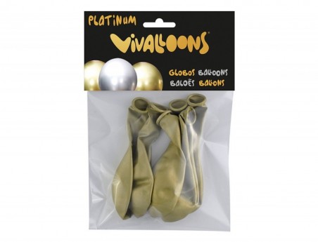 GLOBO 100% LATEX BIODEGRADABLE ORO BLISTER DE 6 UNIDADES