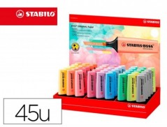MARCADOR FLUORESCENTE STABILO BOSS 70 PASTEL EXPOSITOR DE 45