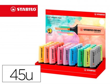 MARCADOR FLUORESCENTE STABILO BOSS 70 PASTEL EXPOSITOR DE 45