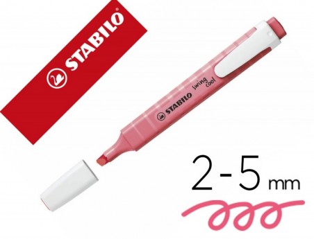 10un MARCADOR FLUORESCENTE STABILO SWING COOL PASTEL COR ROS