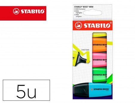MARCADOR FLUORESCENTE STABILO BOSS MINI ESTOJO DE 5 UNIDADES