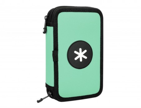 ESTOJO ESCOLAR ANTARTIK DUPLO COR MENTA 28 PECAS 200X125X45
