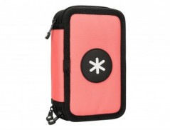 ESTOJO ESCOLAR ANTARTIK TRIPLO COR CORAL 36 PECAS 200X125X65