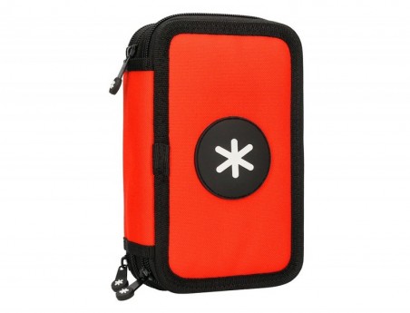 ESTOJO ESCOLAR ANTARTIK TRIPLO COR VERMELHO 36 PECAS 200X125