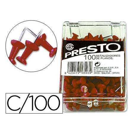 ALFINETES DE SINALIZACAO VERMELHO CAIXA COM 100