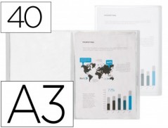 CAPA CATALOGO LIDERPAPEL 40 BOLSAS POLIPROPILENO DIN A3 TRAN