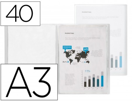 CAPA CATALOGO LIDERPAPEL 40 BOLSAS POLIPROPILENO DIN A3 TRAN