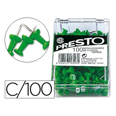 ALFINETE DE SINALIZACAO VERDE CAIXA COM 100 UNIDADES