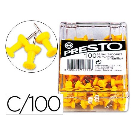 ALFINETES DE SINALIZACAO AMARELO CAIXA COM 100 UNIDADES