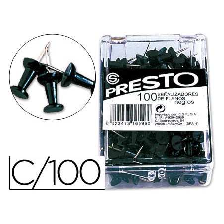 ALFINETES PARA SINALIZACAO PRETO CAIXA COM 100 UNIDADES