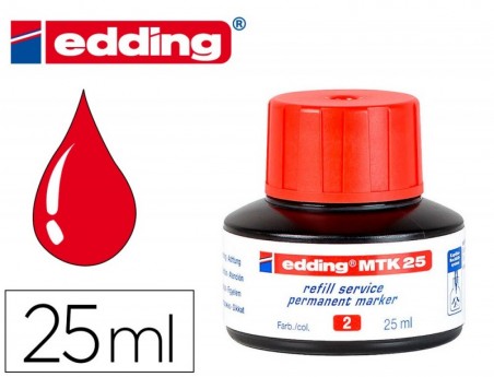 TINTA MARCADOR EDDING MTK-25 COM SISTEMA CAPILAR COR VERMELH