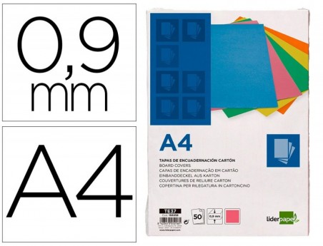 CAPA DE ENCADERNACAO LIDERPAPEL CARTAO DIN A4 0,9 MM ROSA FL