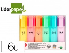 MARCADOR LIDERPAPEL FLUORESCENTE PASTEL PONTA BISELADA ESTOJ
