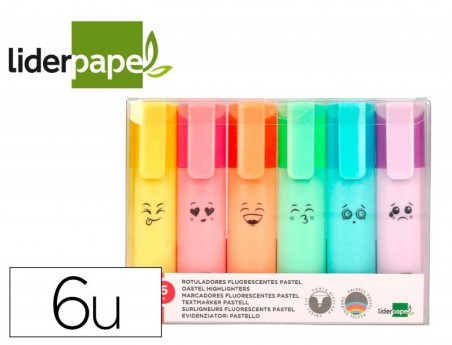 MARCADOR LIDERPAPEL FLUORESCENTE PASTEL PONTA BISELADA ESTOJ