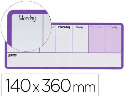 PLANIFICADOR SEMANAL NOBO MAGNETICO COR VIOLETA 140X360 MM