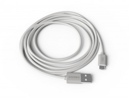 CABO GROOVY USB-A A MICRO USB COMPRIMENTO 2 MT COR BRANCO