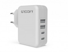 CARREGADOR DE PAREDE GROOVY 4 USB COR BRANCO