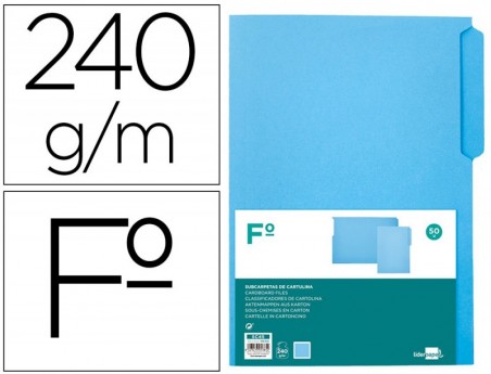 50un CLASSIFICADOR LIDERPAPEL EM CARTOLINA FOLIO PESTANA ESQ