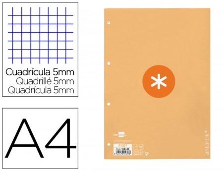 RECARGA COLADA LIDERPAPEL ANTARTIK QUADRICULA 5MM DIN A4 80