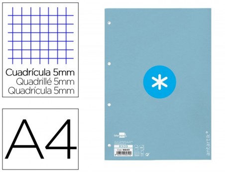 RECARGA COLADA LIDERPAPEL ANTARTIK QUADRICULA 5MM DIN A4 80