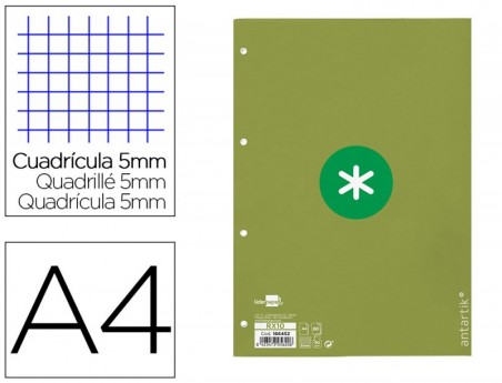 RECARGA COLADA LIDERPAPEL ANTARTIK QUADRICULA 5MM DIN A4 80