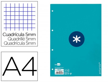 RECARGA COLADA LIDERPAPEL ANTARTIK QUADRICULA 5MM DIN A4 80