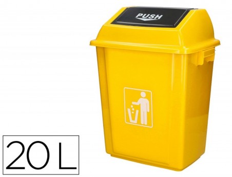 CONTENTOR DE LIXO Q-CONNECT PLASTICO COM TAMPA DE EMPURRAR 2