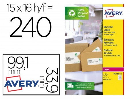 ETIQUETA ADESIVA AVERY BRANCA PERMANENTE RECICLADA 100% PARA