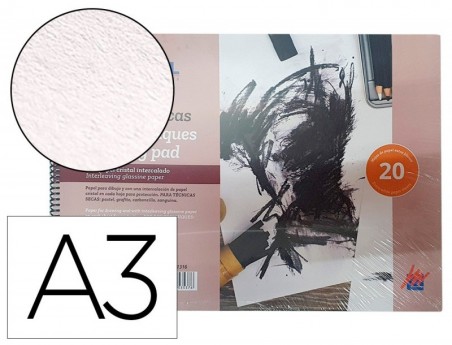 BLOC DIBUJO ACUARELA MICHEL ESPIRAL DIN A3 CON PAPEL CRISTAL