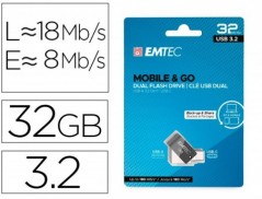 PEN DRIVE EMTEC USB 3.2 DUAL MOBILE & GO TYPE-C /USB 32 GB