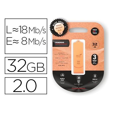 PEN DRIVE USB TECH ONE TECH ECOTECH BIODEGRADAVEL 32 GB USB