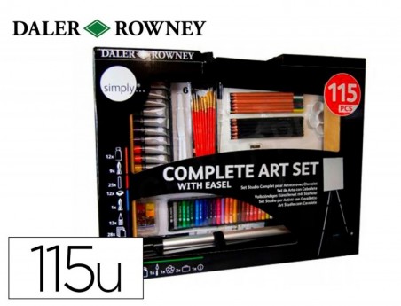 SET DE PINTURAS DALER ROWNEY 115 PIEZAS CON CABALLETE DE ALU