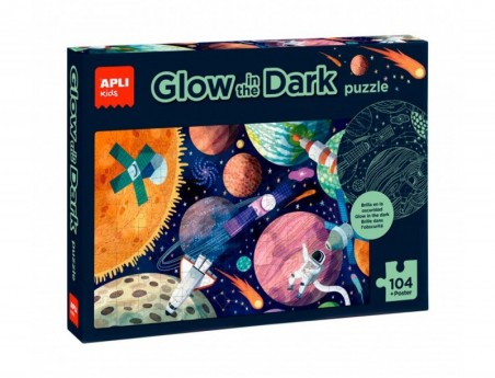 PUZLE APLI FLUORESCENTE SISTEMA SOLAR 104 PIEZAS TAMAÑO 5X5
