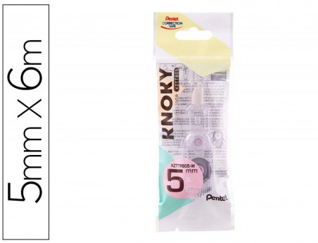 12un RECARGA PARA CORRETOR DE FITA PENTEL KNOKY 5MMX6M