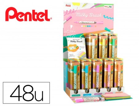 PINCEL PENTEL MILKY BRUSH EXPOSITOR COM 40 UNIDADES CORES PA