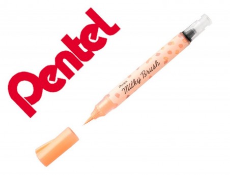 5un PINCEL PENTEL MILKY BRUSH COR PASTEL LARANJA